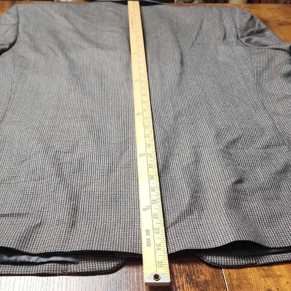 RALPH LAUREN | Gray Houndstooth 100% Wool Two Button Notched Lapel Blazer | 52L - Picture 13 of 16